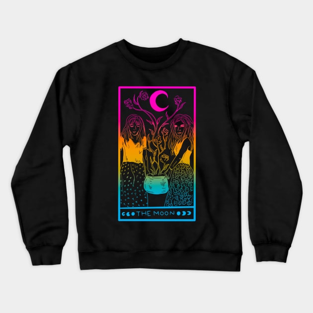 Midnight Margarita Moon - tarot card pan pride sunset Crewneck Sweatshirt by TheDoodlemancer